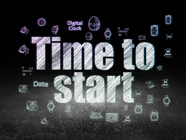 Pojęcie czasu: czas na Start w ciemnym pokoju grunge — Zdjęcie stockowe