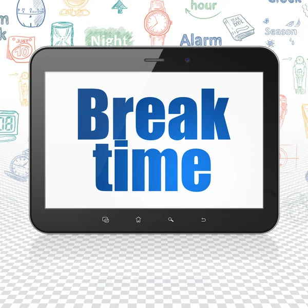 Conceito de linha do tempo: Tablet Computer com Break Time em exibição — Fotografia de Stock