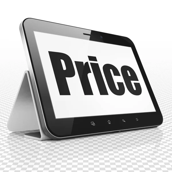 Conceito de publicidade: Tablet Computer com preço em exibição — Fotografia de Stock