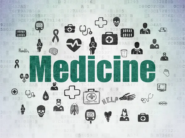 Medizinkonzept: Medizin auf digitalem Datenpapier — Stockfoto