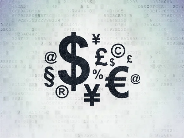 Hírek koncepció: digitális adatok papír alapon pénzügyi szimbólum — Stock Fotó