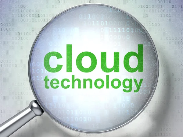 Cloud netwerken concept: Cloud technologie met optisch glas — Stockfoto