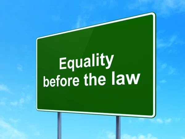 Politics concept: Equality Before The Law on road sign background