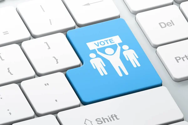 정치 개념: 컴퓨터 키보드 배경에 선거 캠페인 — 스톡 사진