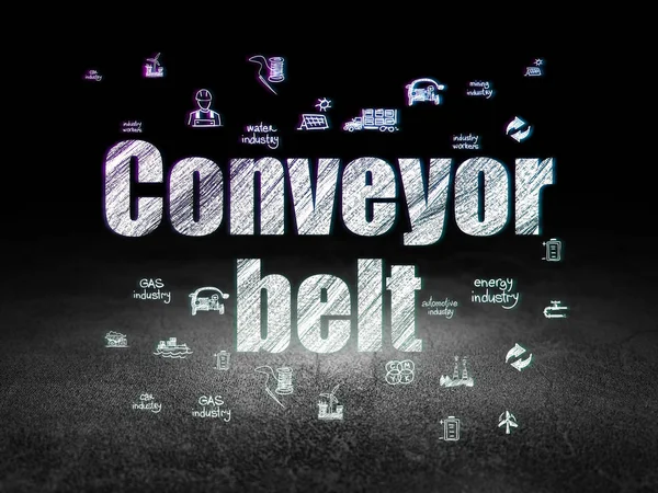 Manufacuring concept: Conveyor Belt in grunge dark room — Stock Photo, Image