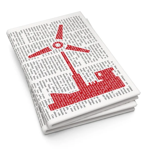 Herstellungskonzept: Windmühle vor Zeitungshintergrund — Stockfoto