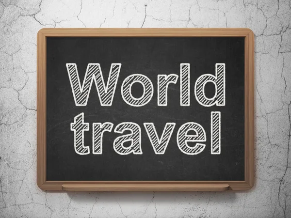 Resor koncept: World Travel på svarta tavlan bakgrund — Stockfoto