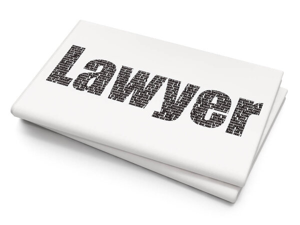 Law concept: Pixelated black text Lawyer on Blank Newspaper background, 3D rendering