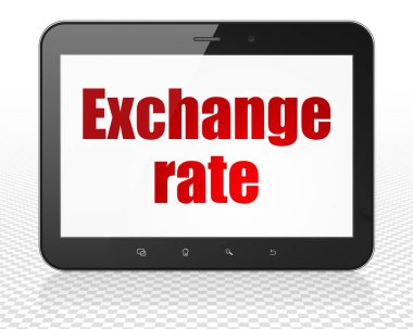 Bankacılık kavramı: Tablet Pc bilgisayar ekranında döviz kuru ile