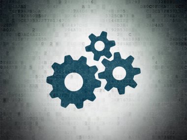 Veri kavramı: Gears dijital veri kağıt arka plan üzerinde
