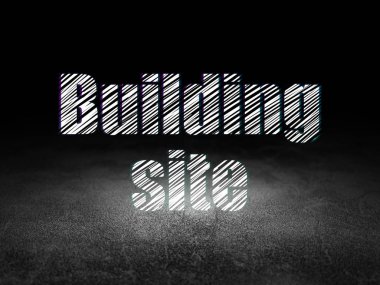 Bina inşaat kavramı: şantiye grunge karanlık odada