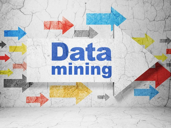 Data koncept: pil med Data Mining på grunge vägg bakgrund — Stockfoto