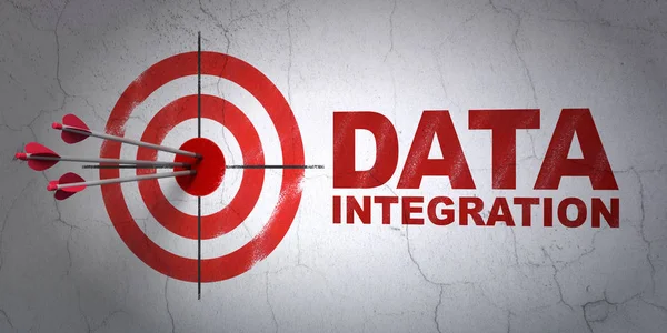 Concepto de información: objetivo e integración de datos en el fondo de la pared — Foto de Stock