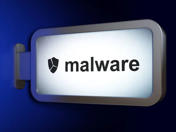 Sicherheitskonzept: Malware und kaputtes Schild auf Werbetafel — Stockfoto