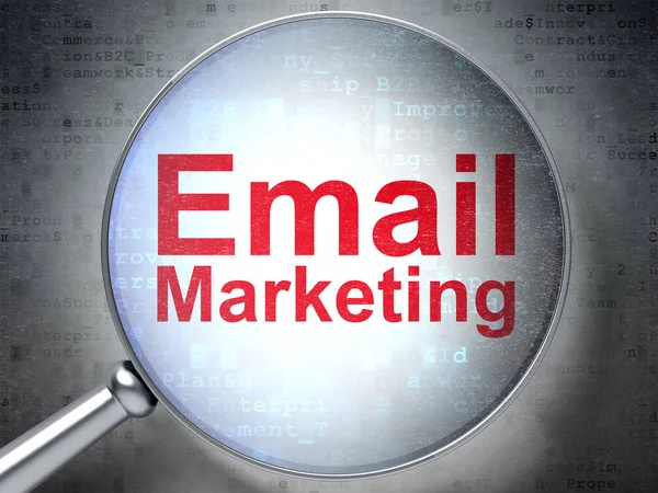 Concept de finance : Email Marketing avec verre optique — Photo