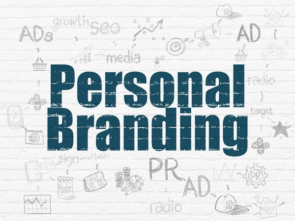 Marketingconcept: persoonlijke branding op muur achtergrond — Stockfoto