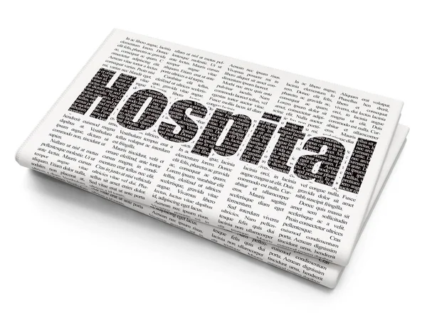 Medizinkonzept: Krankenhaus vor Zeitungshintergrund — Stockfoto