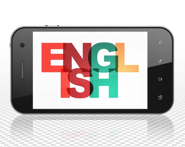 Concepto educativo: Smartphone con el inglés en pantalla — Foto de Stock