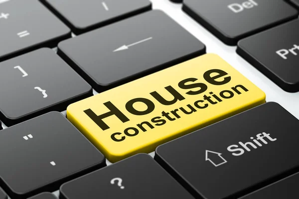 Constructing concept: House Construction on computer keyboard background — Stock Photo, Image