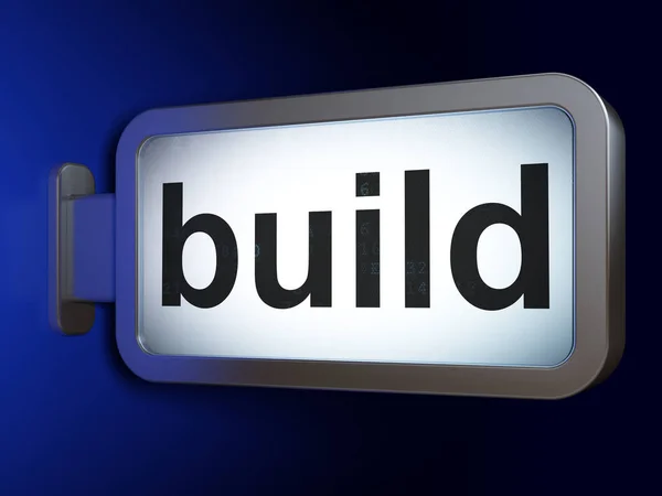 Baukonzept: auf Werbetafel-Hintergrund bauen — Stockfoto