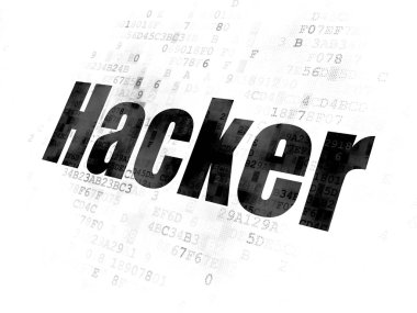 Güvenlik kavramı: Hacker dijital arka plan üzerinde