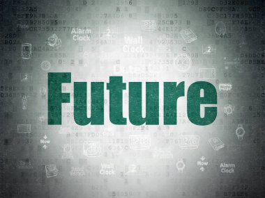 Zaman çizelgesi kavramı: dijital veri kağıt arka plan üzerinde gelecek