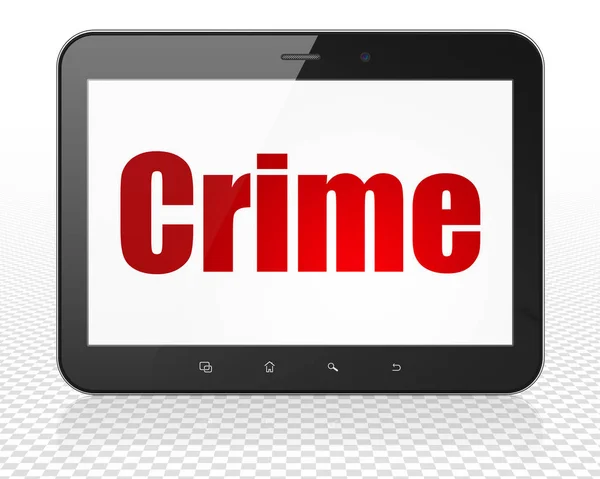 Concepto de privacidad: Tablet PC PC con el crimen en pantalla —  Fotos de Stock