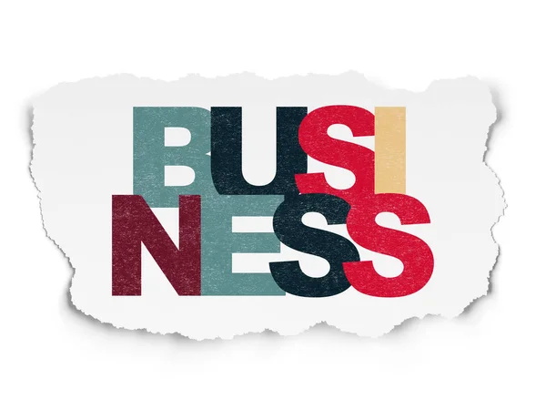 Affärsidé: Business på sönderrivet papper bakgrund — Stockfoto