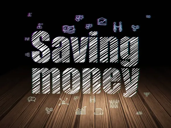 Finance concept: Saving Money in grunge dark room — Stock Photo, Image