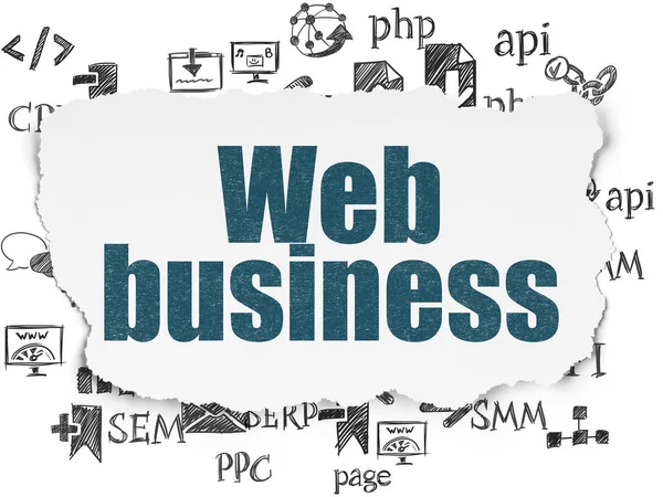 Концепция веб-дизайна: Web Business on Torn Paper background — стоковое фото
