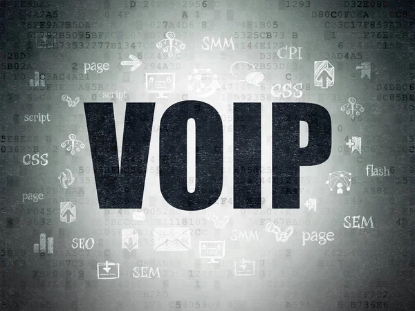 Web-Entwicklungskonzept: VoIP auf digitalem Datenpapier-Hintergrund — Stockfoto