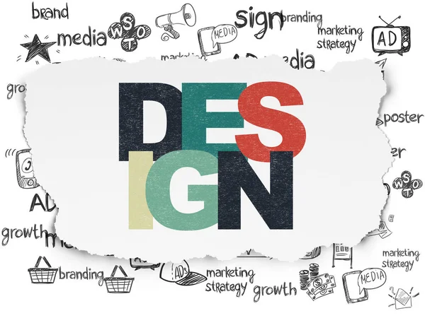 Concepto de marketing: Diseño sobre fondo de papel desgarrado — Foto de Stock