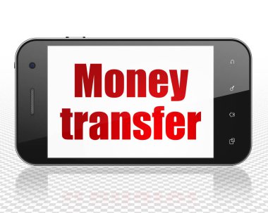 Bankacılık kavramı: Smartphone ile para transferi ekranda
