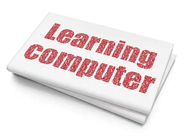 Education concept: Learning Computer on Blank Newspaper background — Stock Photo, Image