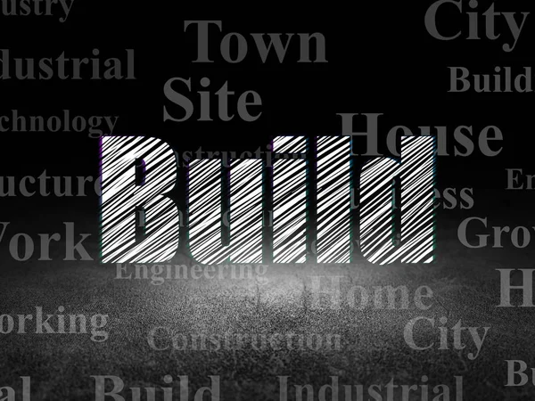 Construction concept: Build in grunge dark room — Stock Photo, Image