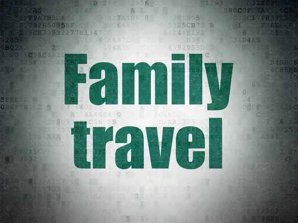 Koncepcja podróży: podróż rodziny na tle cyfrowych danych papierze — Zdjęcie stockowe