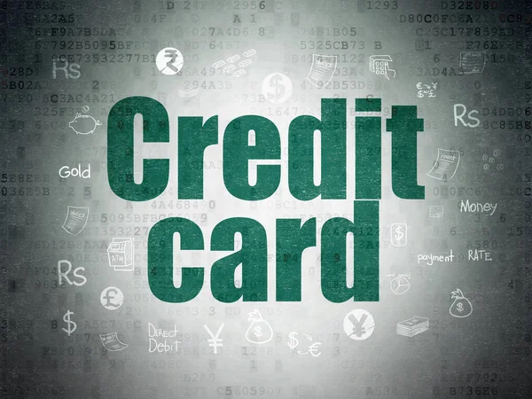 通貨の概念: デジタル データ用紙の背景にクレジット カード — ストック写真