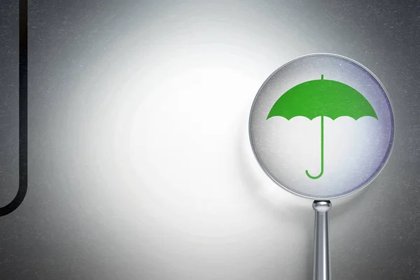Concept de protection : Parapluie avec verre optique sur fond numérique — Photo