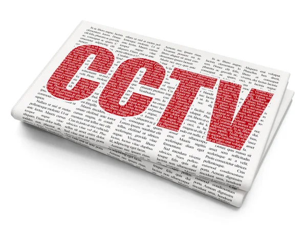 Concepto de seguridad: CCTV en el fondo del periódico — Foto de Stock