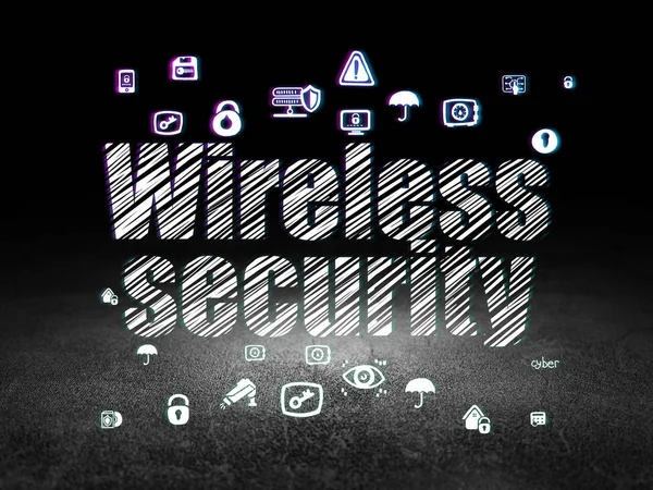 Concetto di protezione: sicurezza wireless in camera oscura grunge — Foto Stock