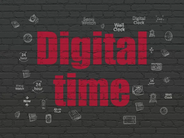 Zeitkonzept: digitale Zeit auf Wandhintergrund — Stockfoto