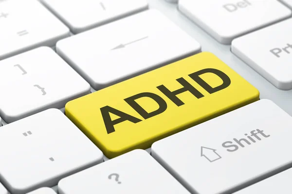 Conceito de medicina: ADHD no fundo do teclado do computador — Fotografia de Stock