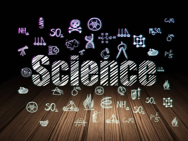 Conceito de ciência: Ciência no quarto escuro grunge — Fotografia de Stock