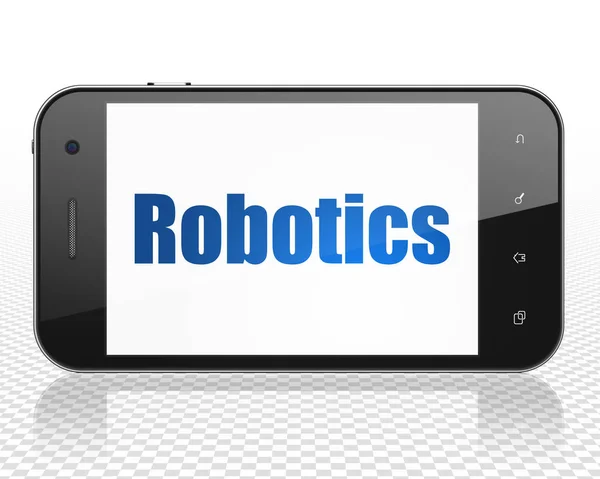 Wissenschaftskonzept: Smartphone mit Robotik auf dem Display — Stockfoto