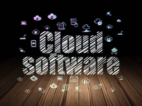 Cloud networking concept: Cloud Software in grunge dark room