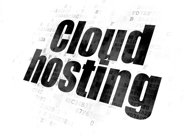 Cloud computing koncepcja: Cloud Hosting na tle cyfrowy — Zdjęcie stockowe