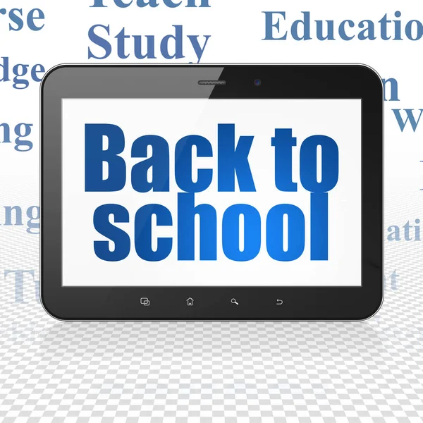 Концепция обучения: планшетный компьютер с возвращением в школу — стоковое фото