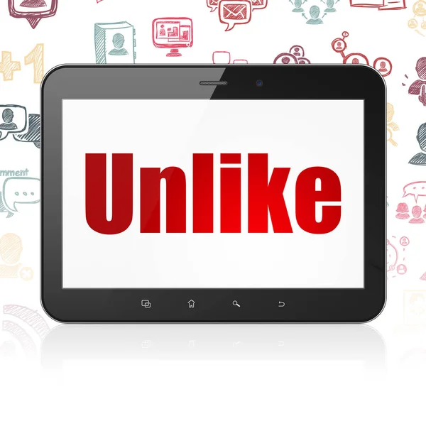 Social network concept: Tablet Computer with Unlike on display — Stock Photo, Image