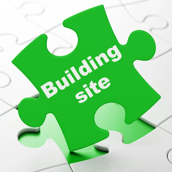 Building construction concept: Building Site on puzzle background — Stock Photo, Image