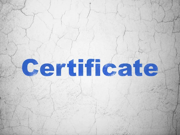 Law concept: Certificate on wall background — Stock Photo, Image